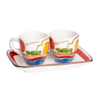 Sicilian handmade Coffee Cups with Tray Set Dammusi Sicilian handmade Coffee Cups with Tray Set Dammusi